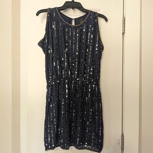Greylin vintage navy blue sequin dress - size medium (new never worn)